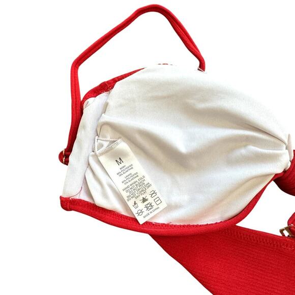 Red High Waisted Bikini Swim Tie Front Women's Size Medium - Picture 4 of 4